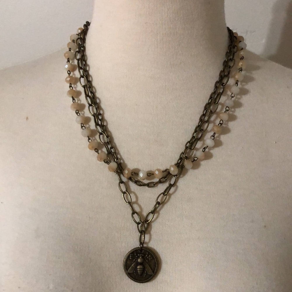 Triple Chain Beaded Coin Necklace HP! 🥳 - Picture 2 of 5